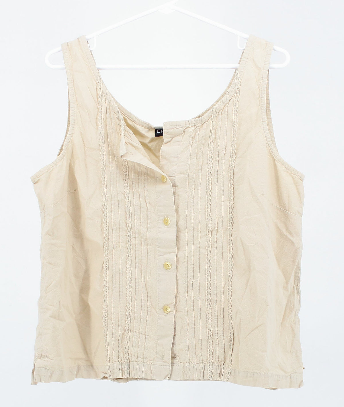 Erika Light Beige Front Buttoned Tank Top