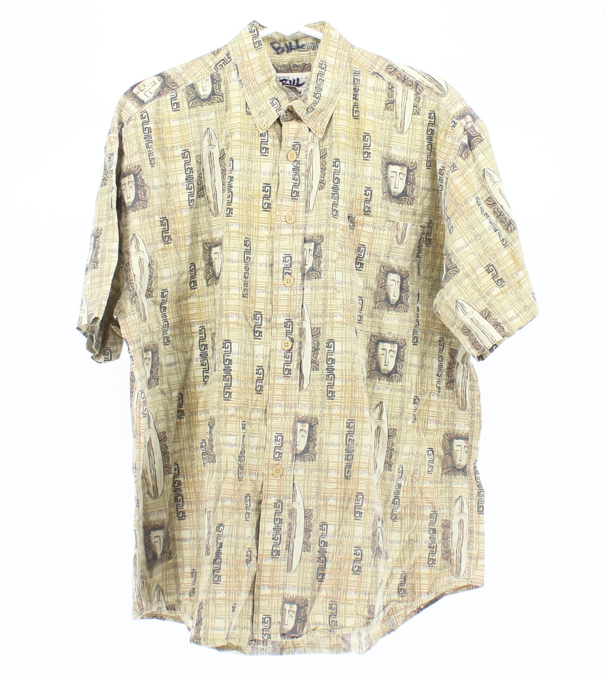 National Issue Beige Printed Short Sleeved Men's Shirt