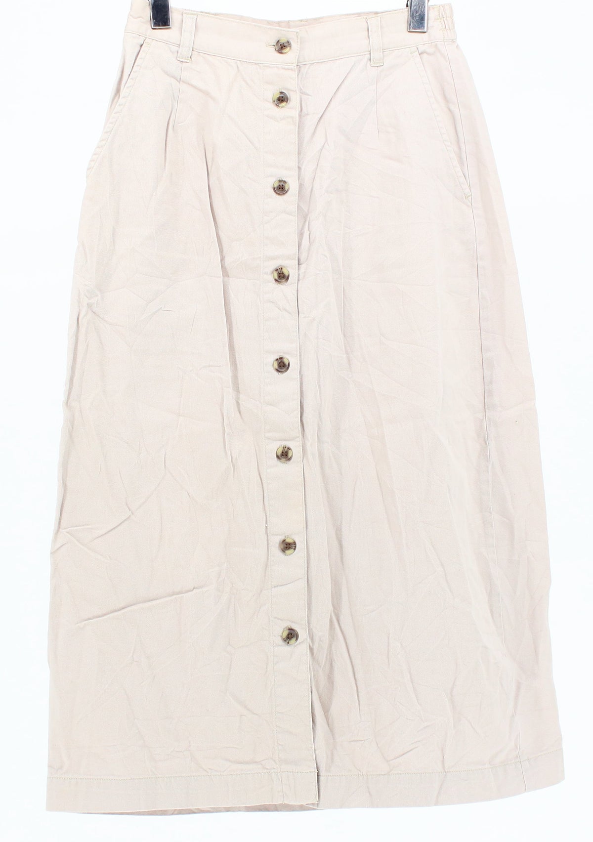 Cabin Creek Petite Beige Front Buttoned Skirt