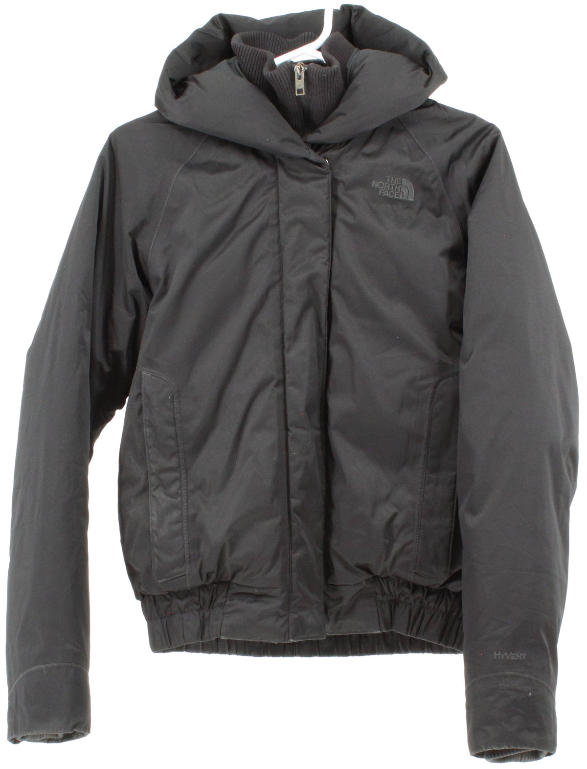The North Face HyVent Black Hooded Women's Bomber Insulated Jacket