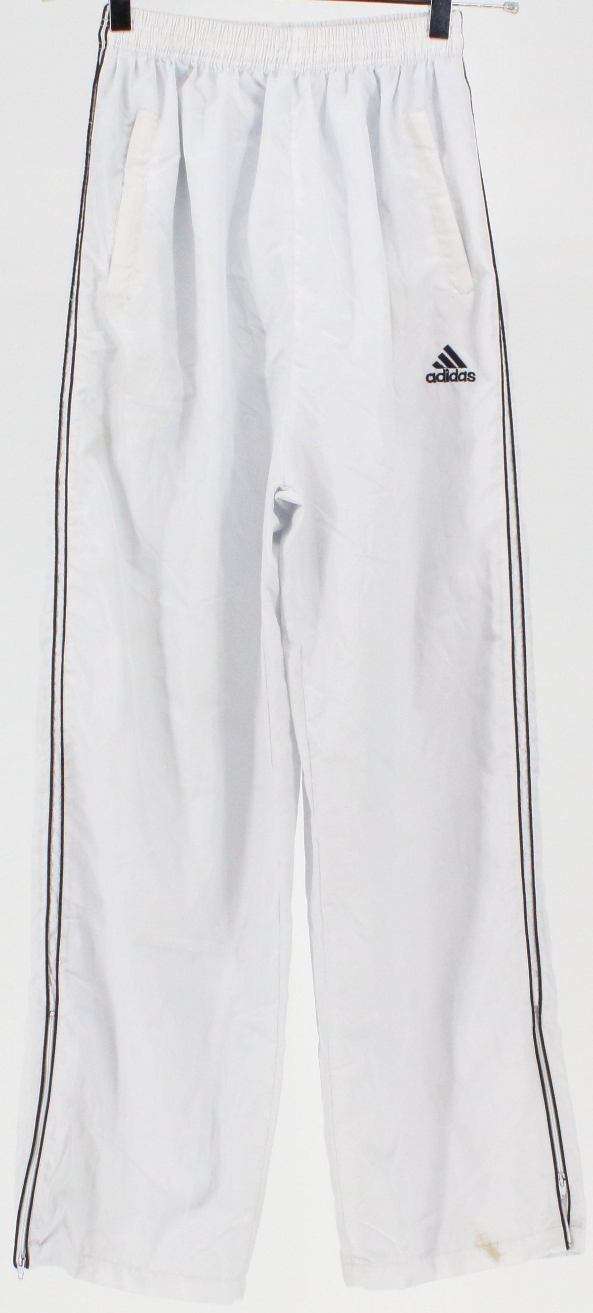 Adidas White Kids Pants With Black Piping Sides
