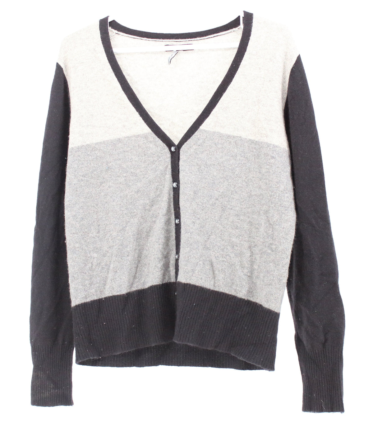 Apt.9 Grey And Black Buttoned Cashmere Cardigan Sweater