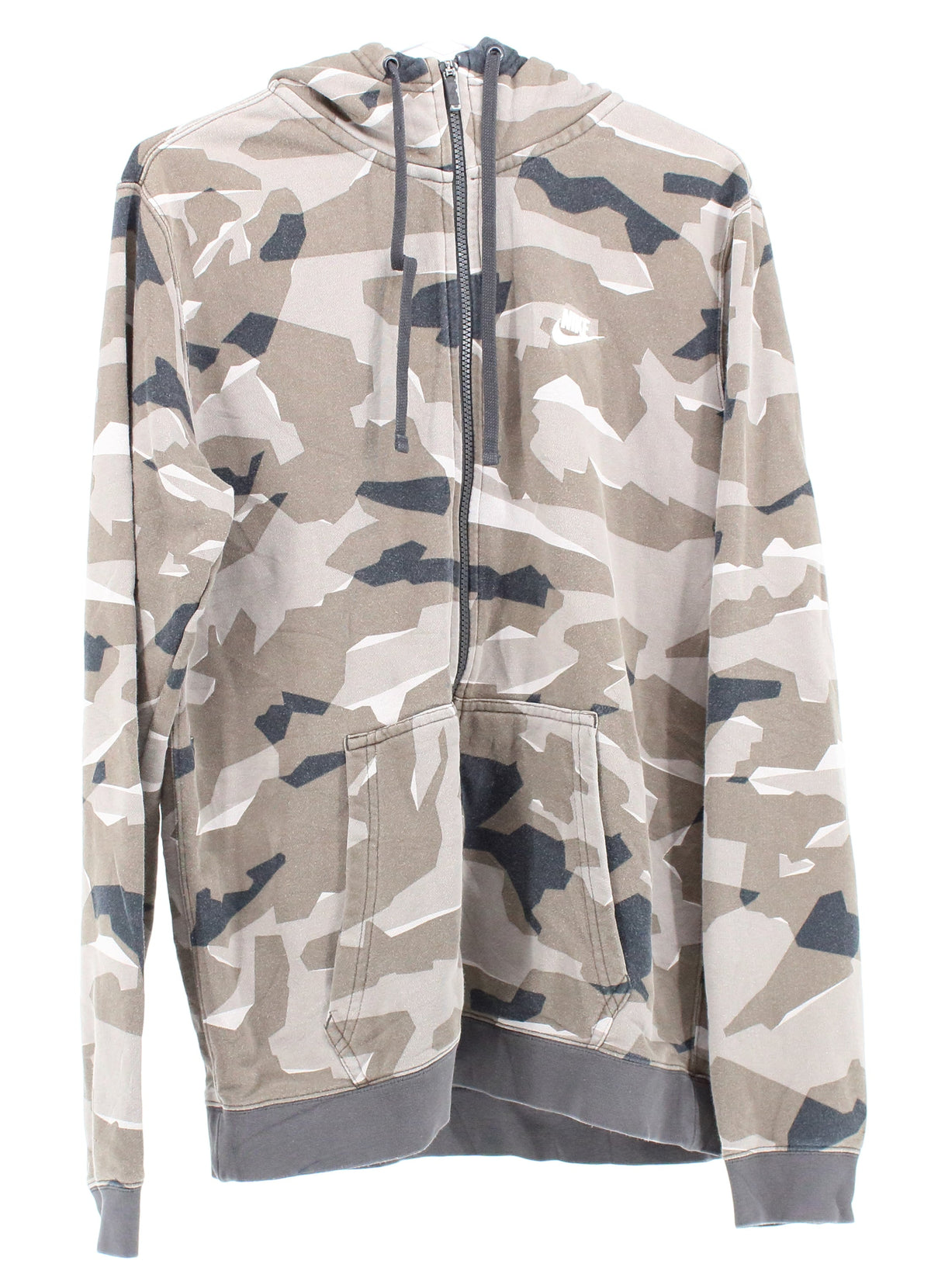 Nike Grey And Brown Camo Print Zip Up Hooded Sweatshirt