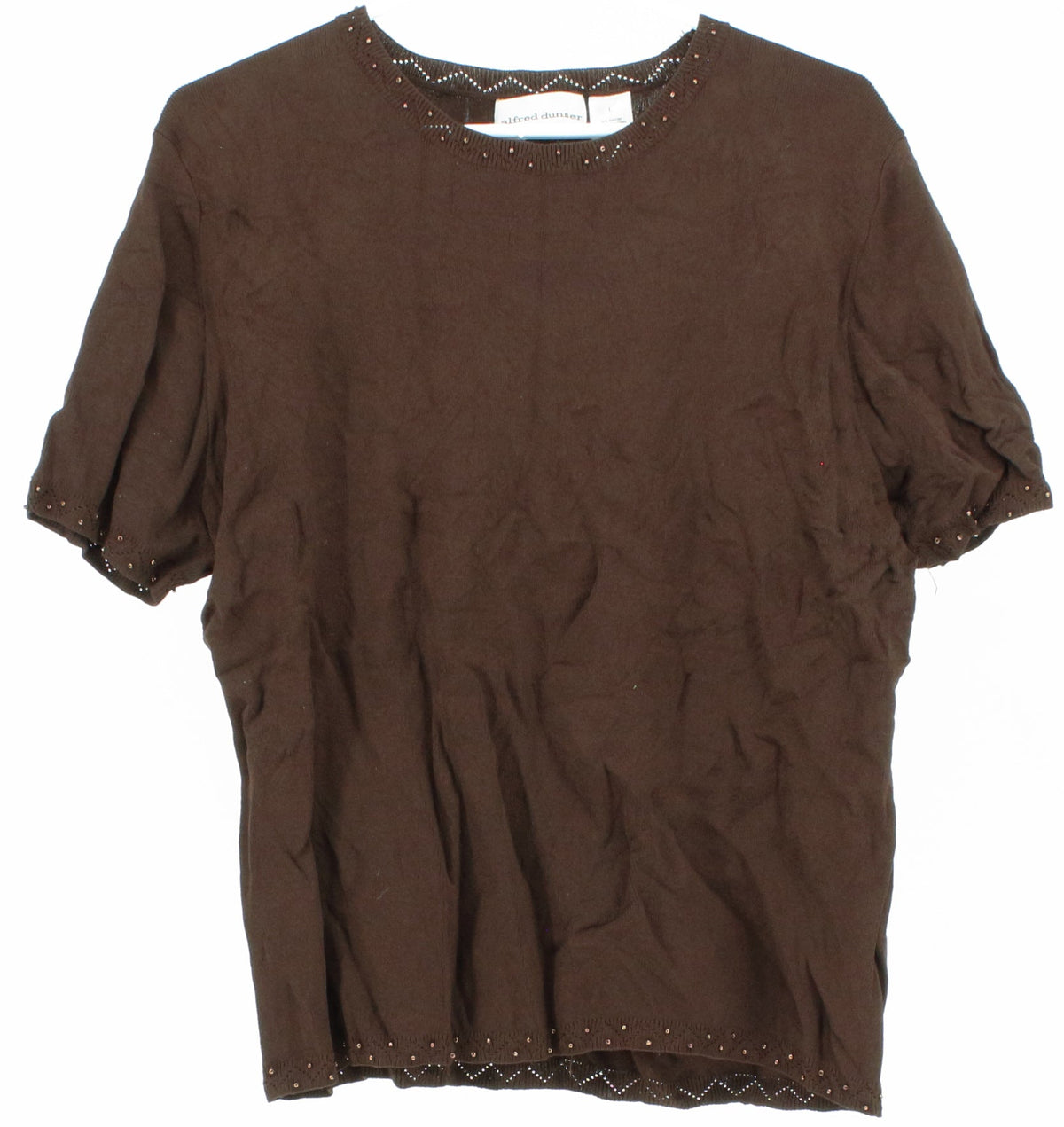 Alfred Dunner Brown Embroidered Top