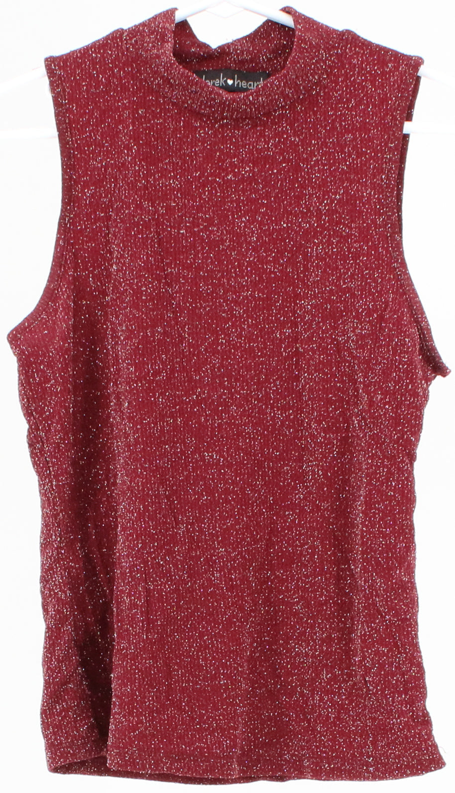 Derek Heart Burgundy and Silver Lurex Tank Top