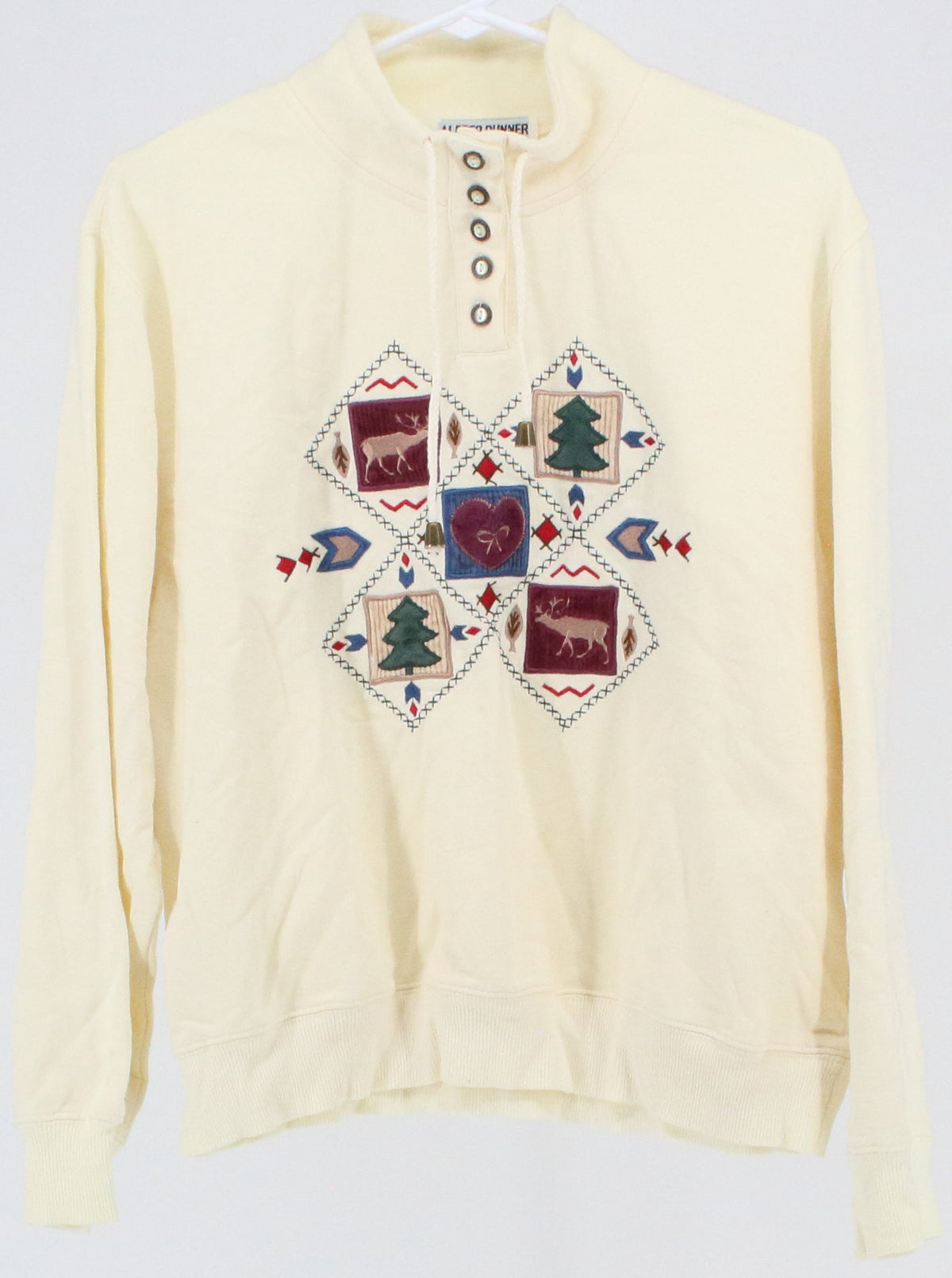 Alfred Dunner Petite Off White Embroidered Sweatshirt