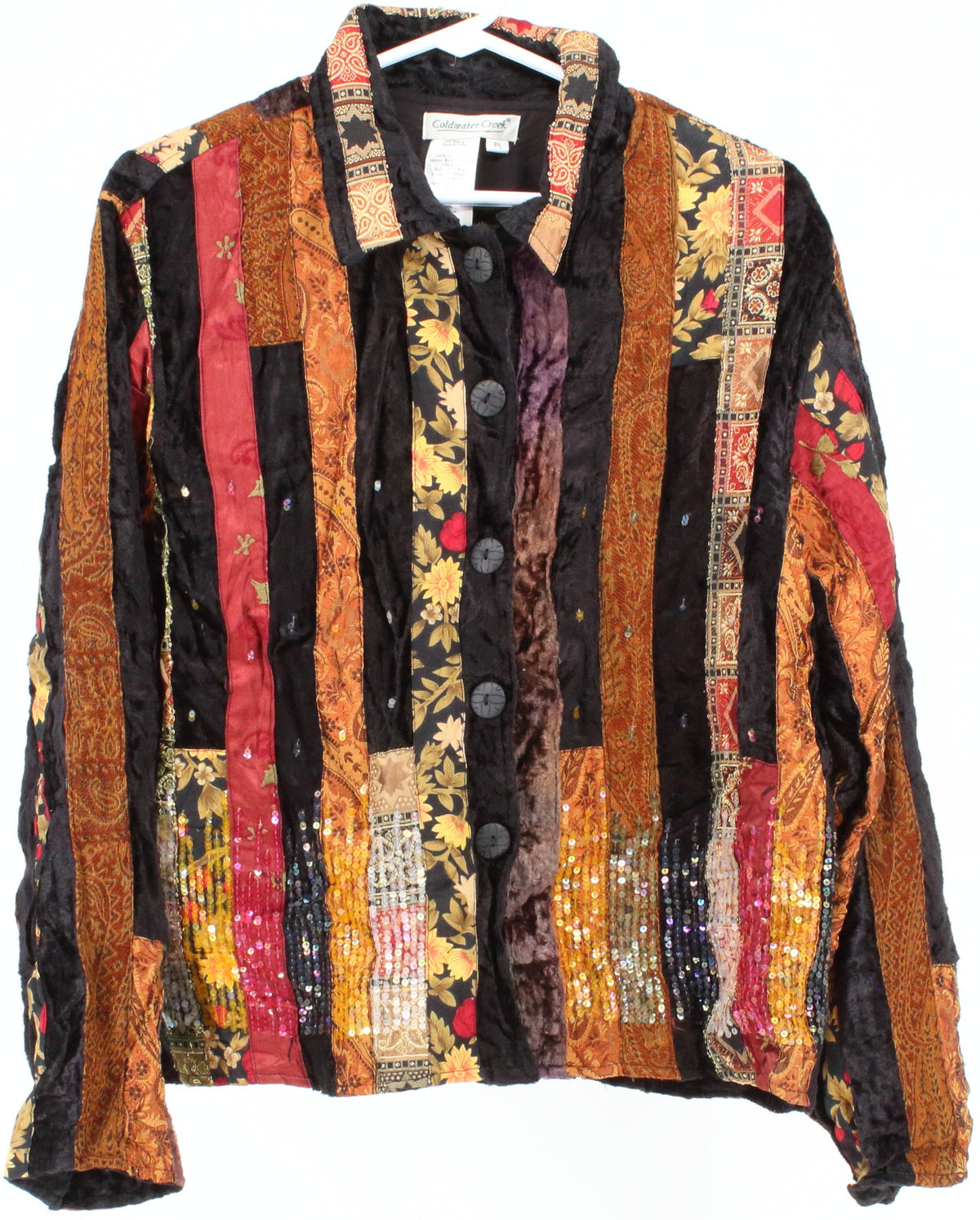 Coldwater Creek Multicolor Velvet and Stripes Jacquard Women's Petite Jacket