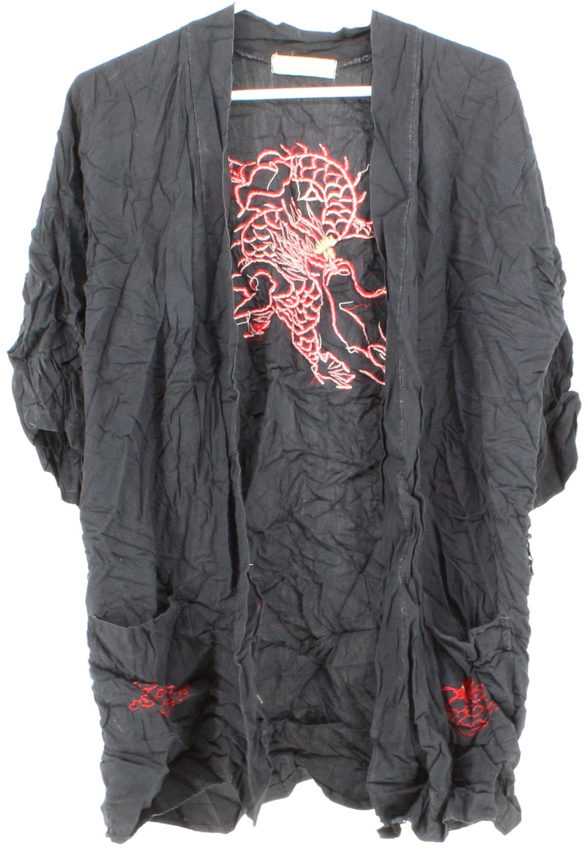 Marko D'Angelo Black Dragon Embroidered Robe