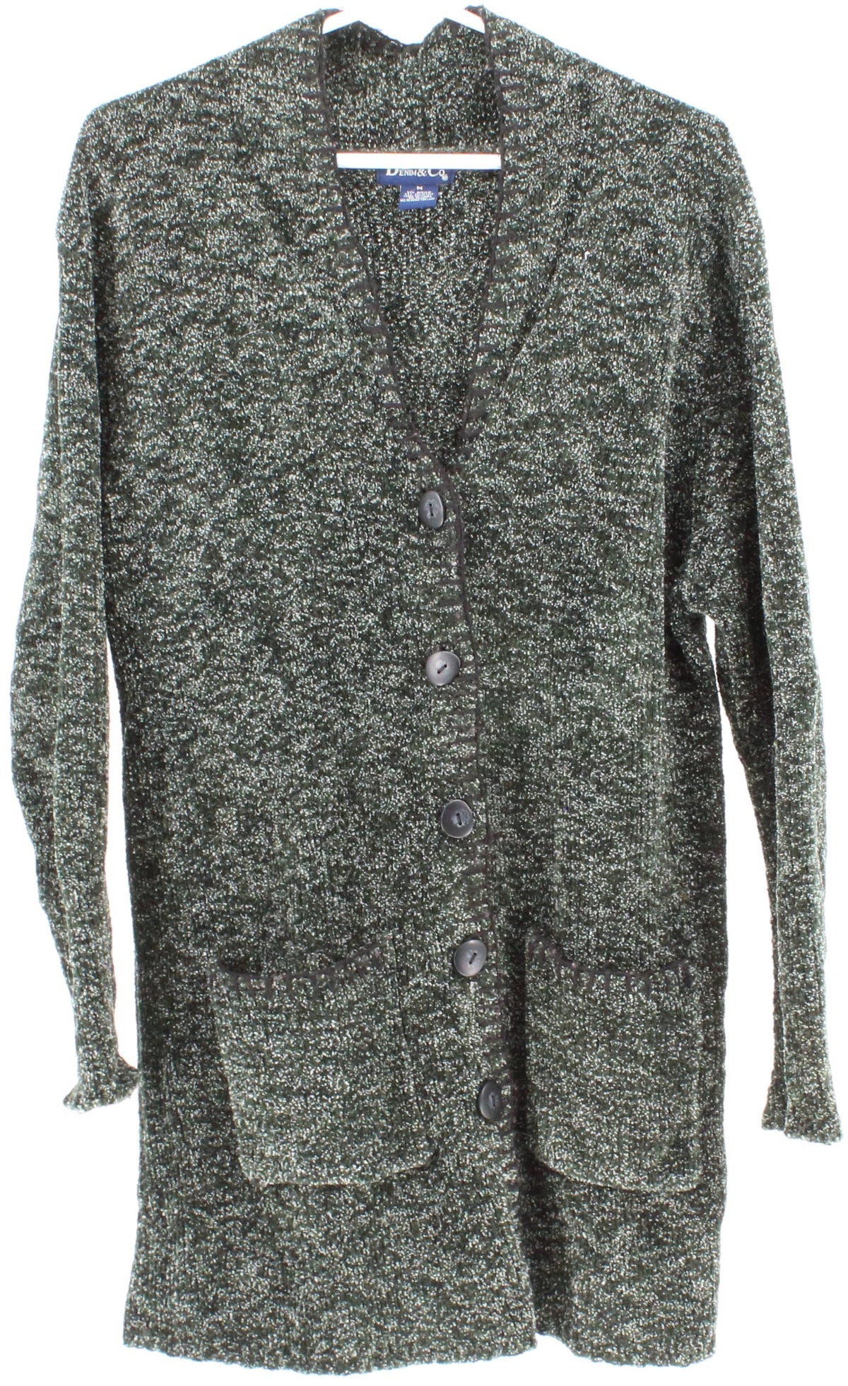 Denim & Co Dark Green and Black Women's Cardigan Sweater