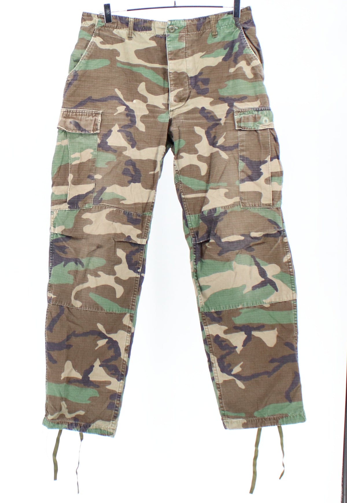 Camouflage Military Track Pants With Hem Ties