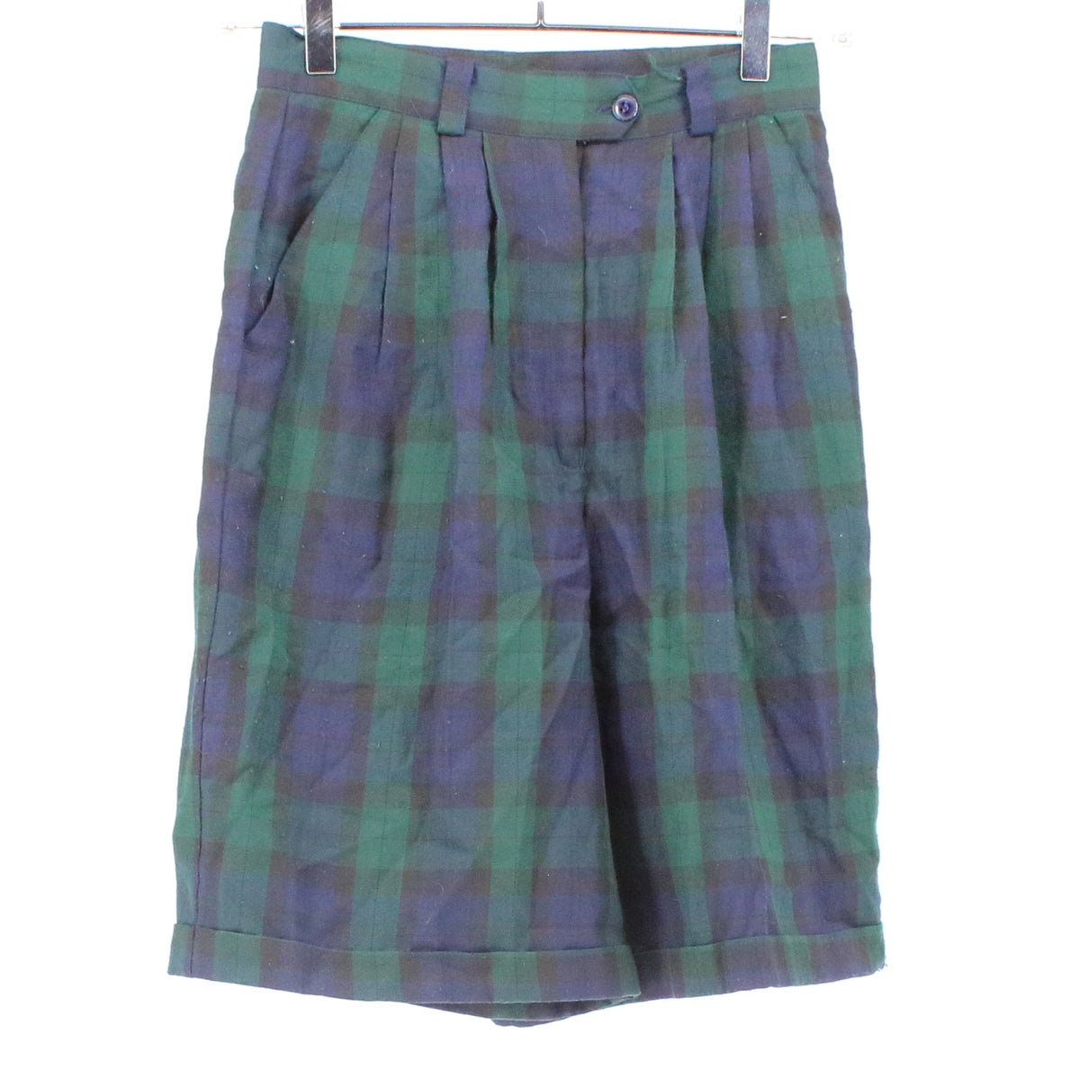 Hasting&Smith Green and Blue Plaid Women's Bermuda Shorts