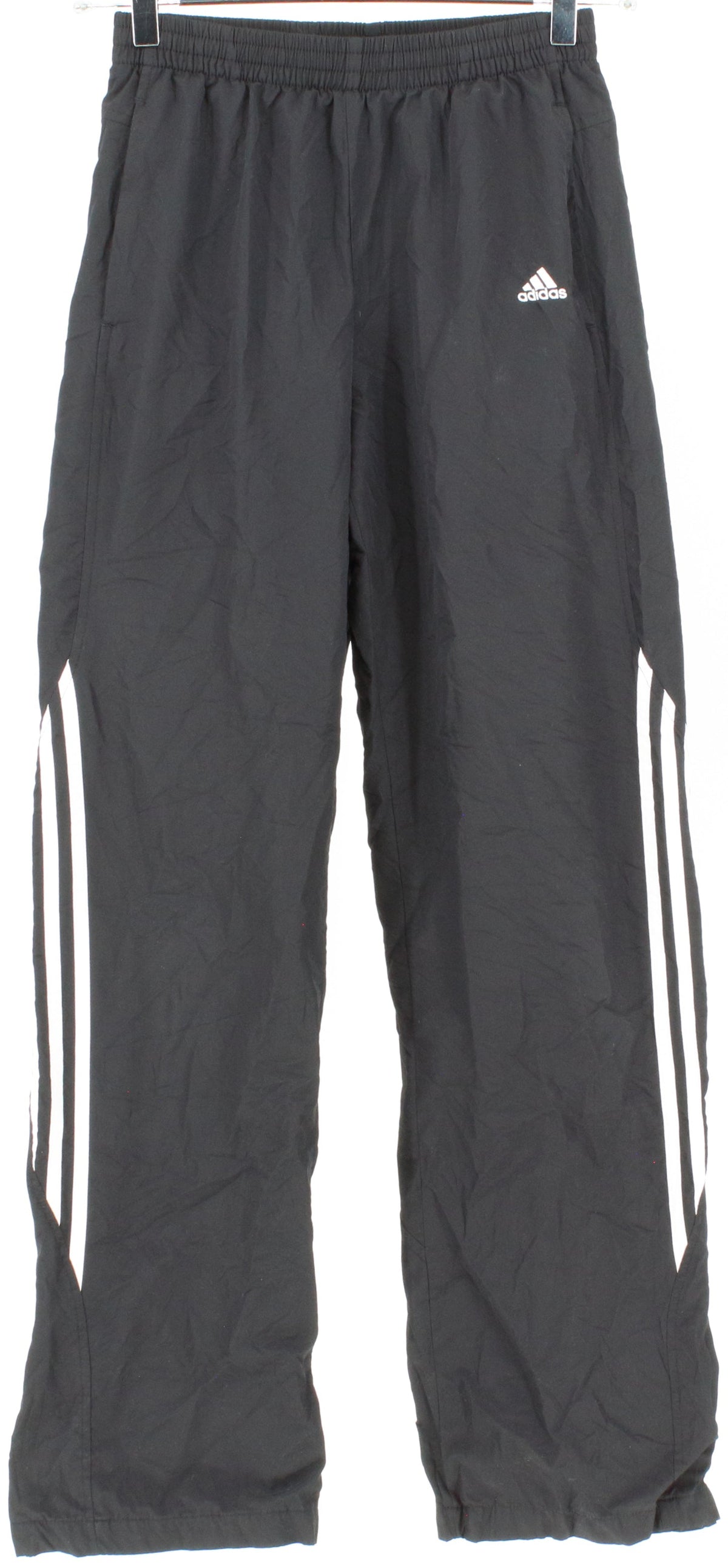 Adidas Black Women's Track Pants With White Side Stripes