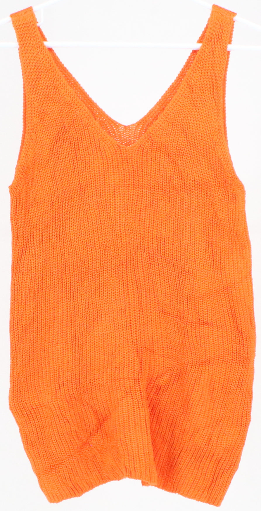 Orange V Neck Crochet Tank Top