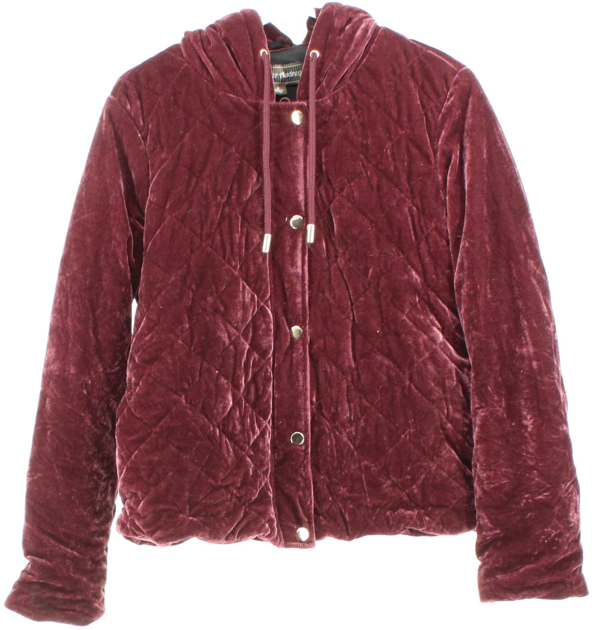 Forever Audrey Burgundy Matelasse Hooded Velvet Women's Jacket