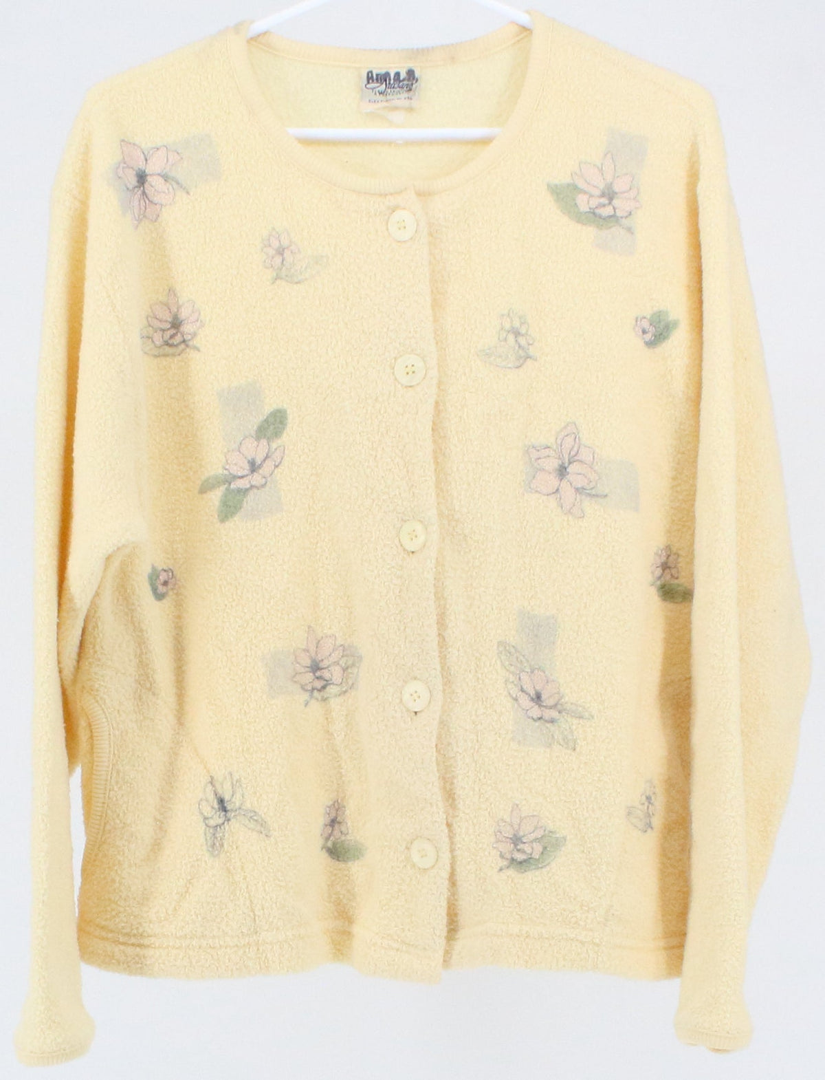 Artisans Light Yellow Printed Long Sleeve Buttons Top