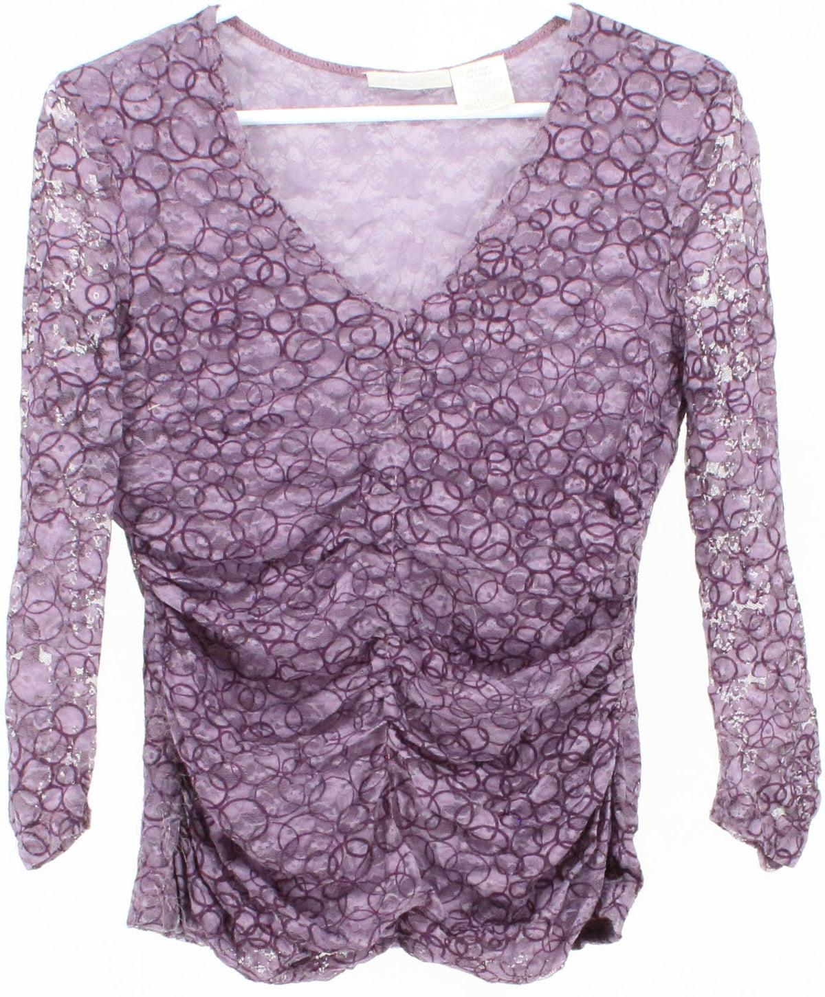 Worthington Stretch Purple V Neck Lace Top