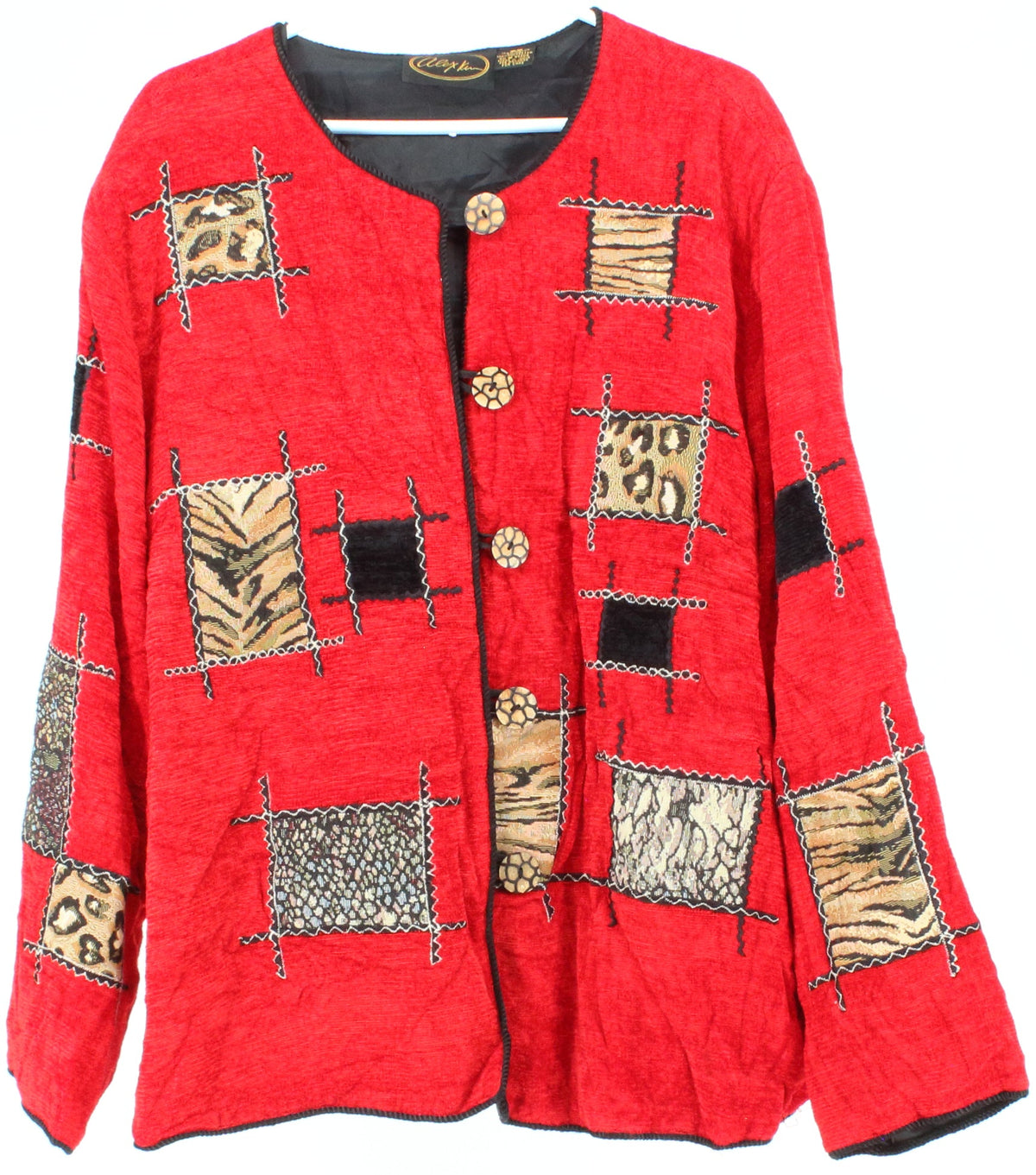 Alex Kin Red Chenille Embroidered Jacket