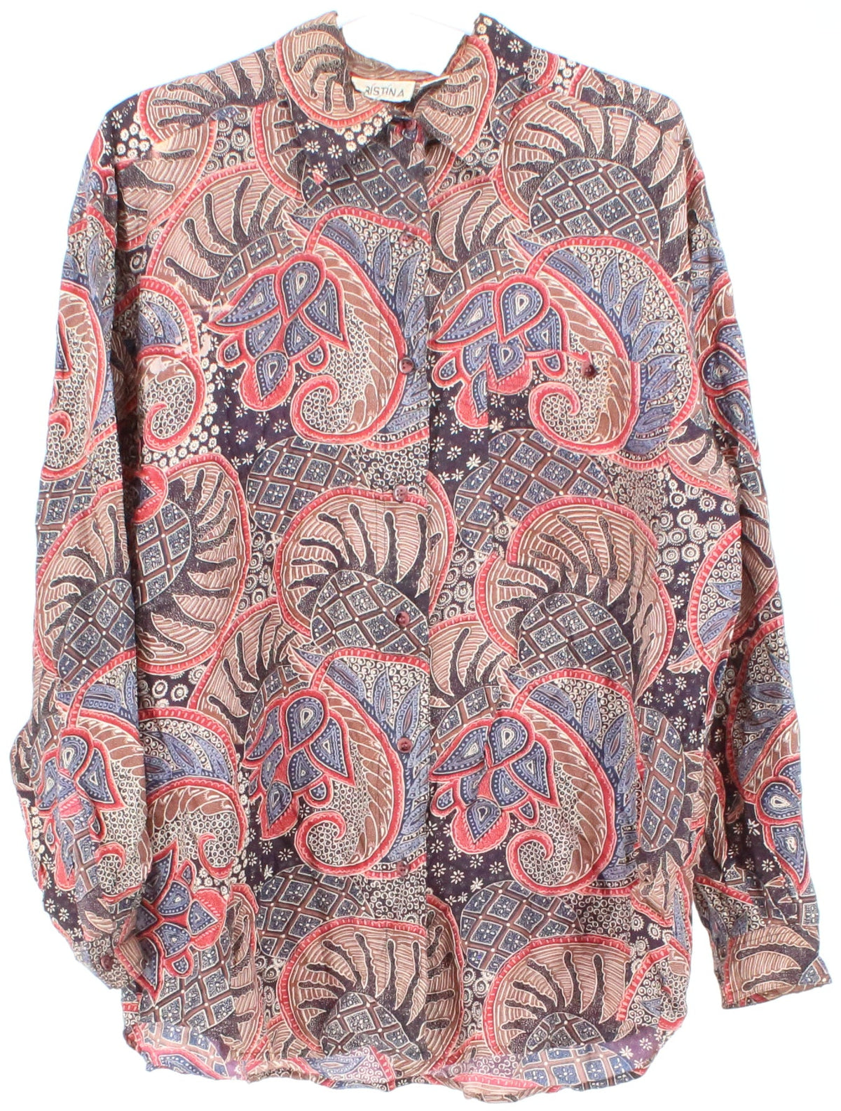 Cristina Multicolor Print Silk Blouse