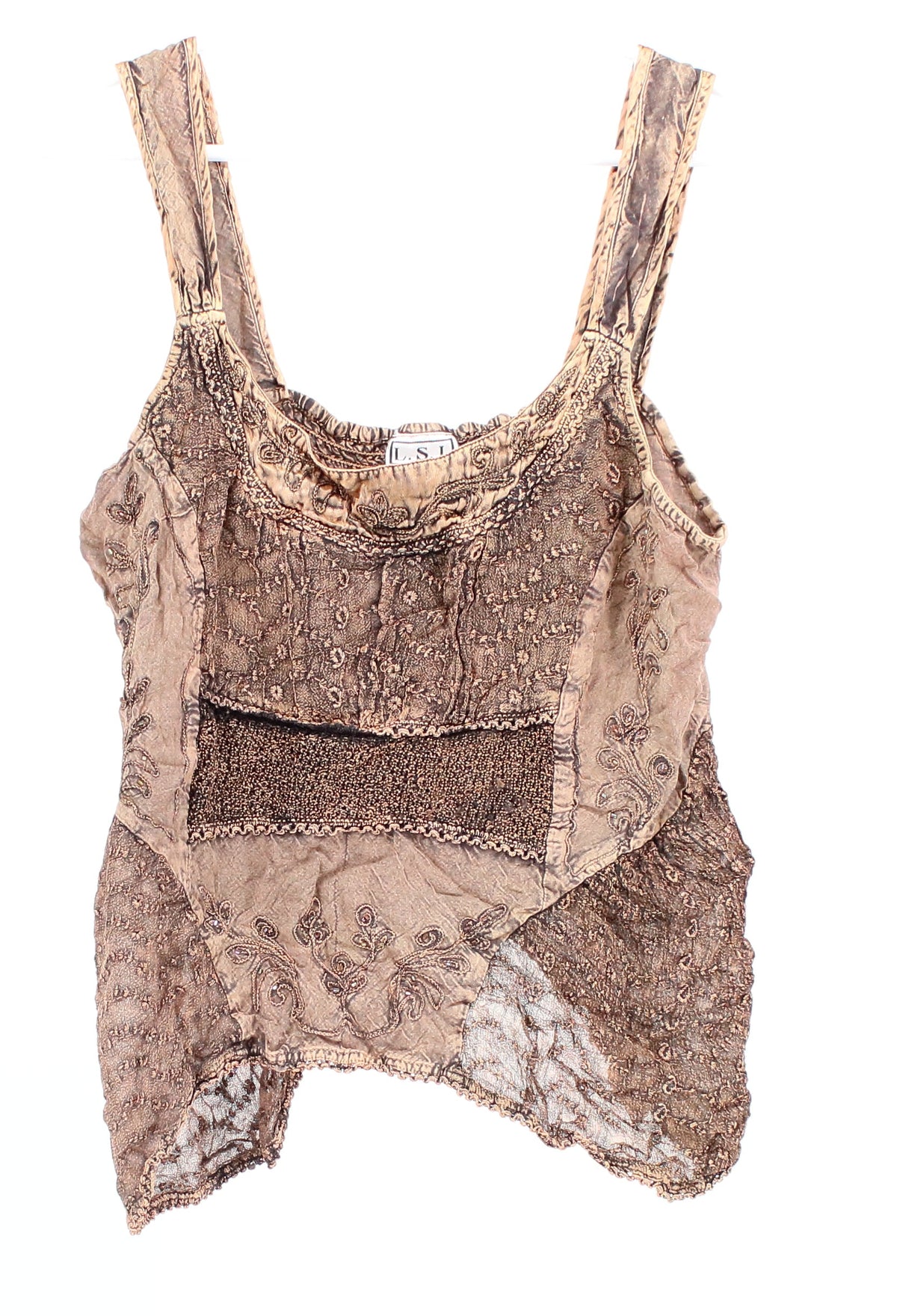 LSI Brown and Black Embroidered Tank Top