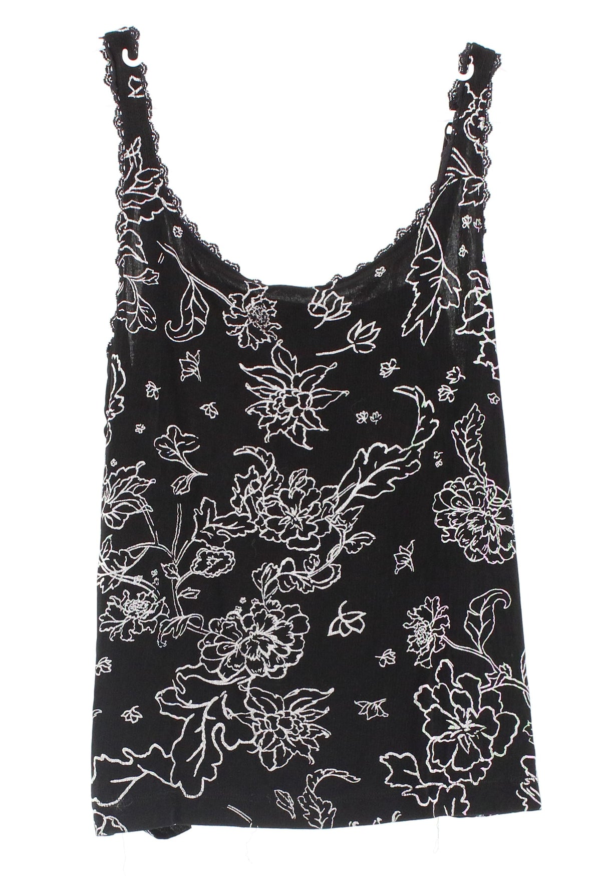 Chico's Black Flower Print Tank Top With Adjustable Straps