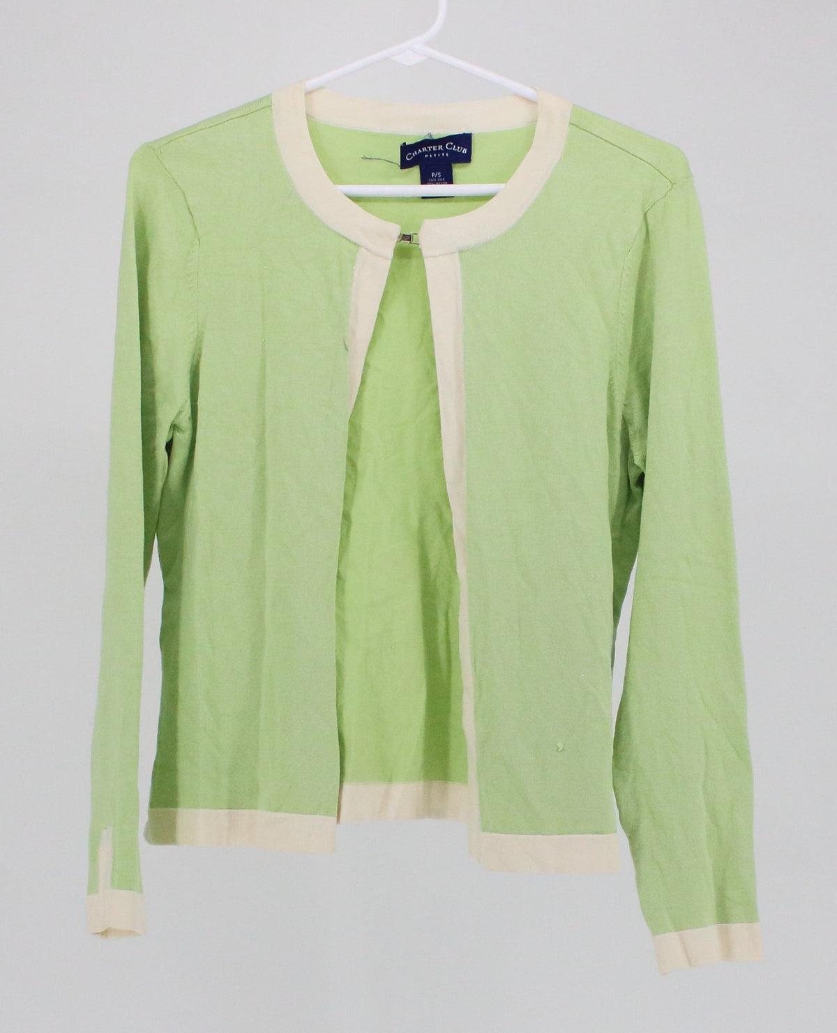 Charter Club Petite LIght Green Silk Cardigan Sweater