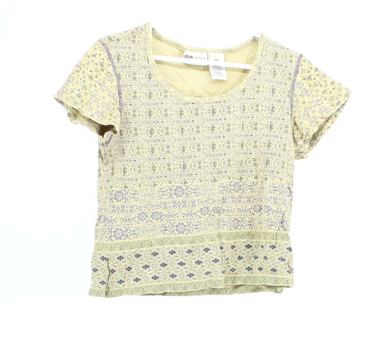Faded Glory Light Green Printed Cropped Top
