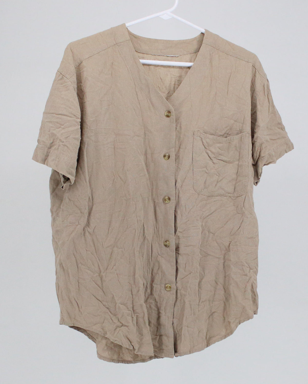 Light Brown Casual Wear Short Sleeves Blouse