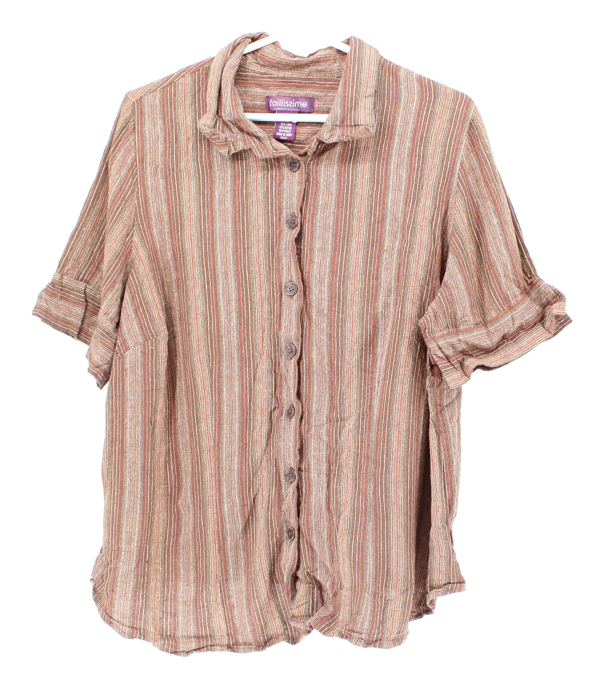 Tailissme Brown Striped Short Sleeves Shirt