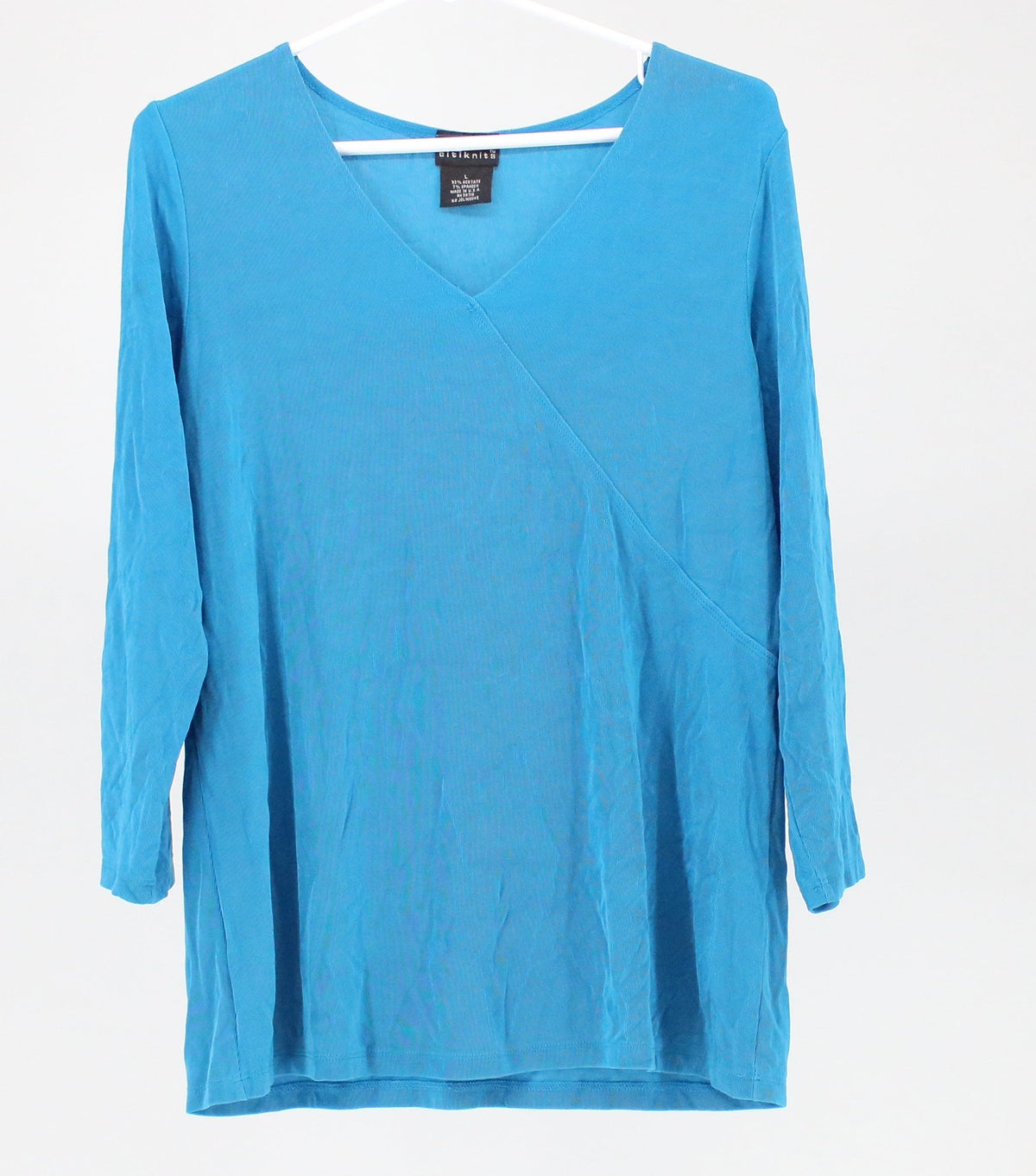 Citiknits Blue Long Sleeve V Neck Top