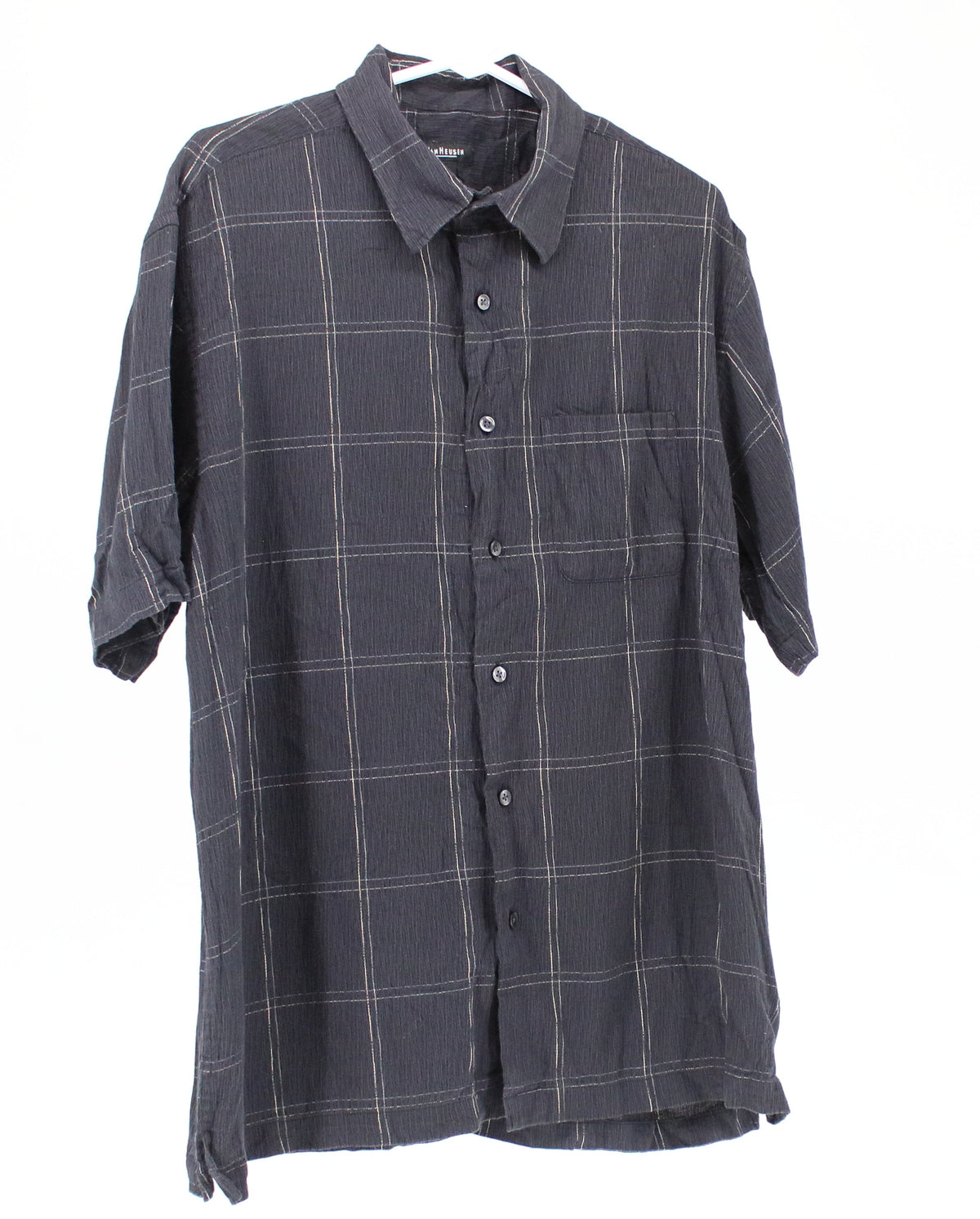 Vanheusan Black Plaid short Sleeves Shirt