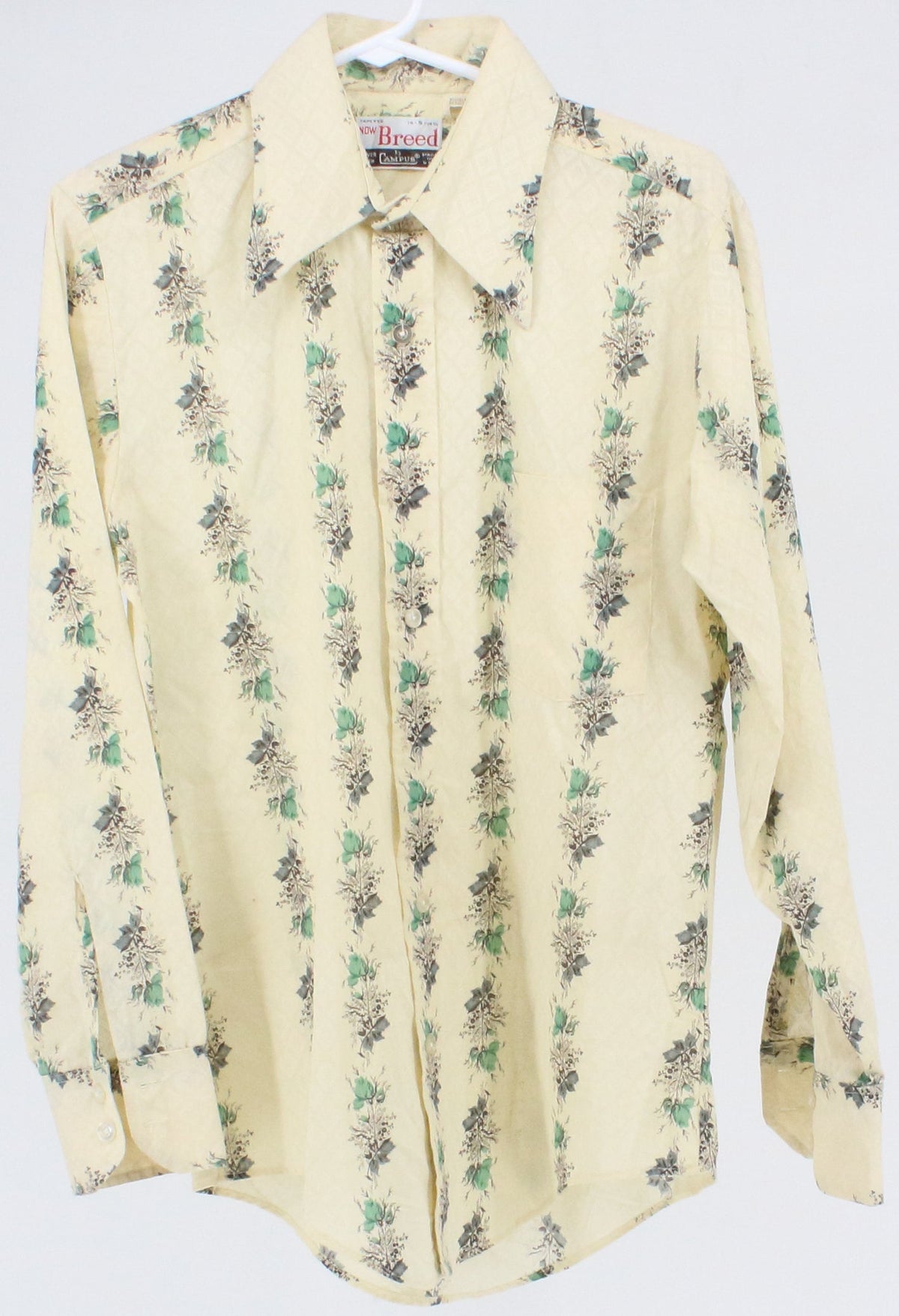 Now Breed Off White Green and Blue Flower Print Shirt