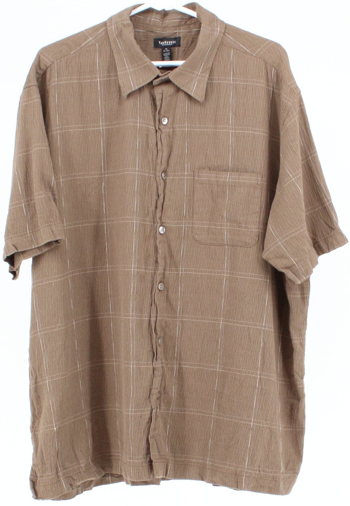 Van Heusen Brown Checkered Short Sleeve Shirt