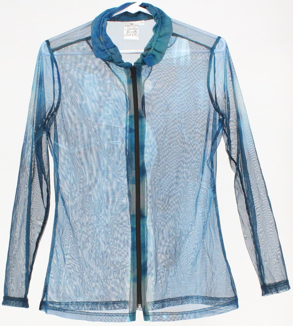 Parsley & Sage Blue Transparent Zip Up Top