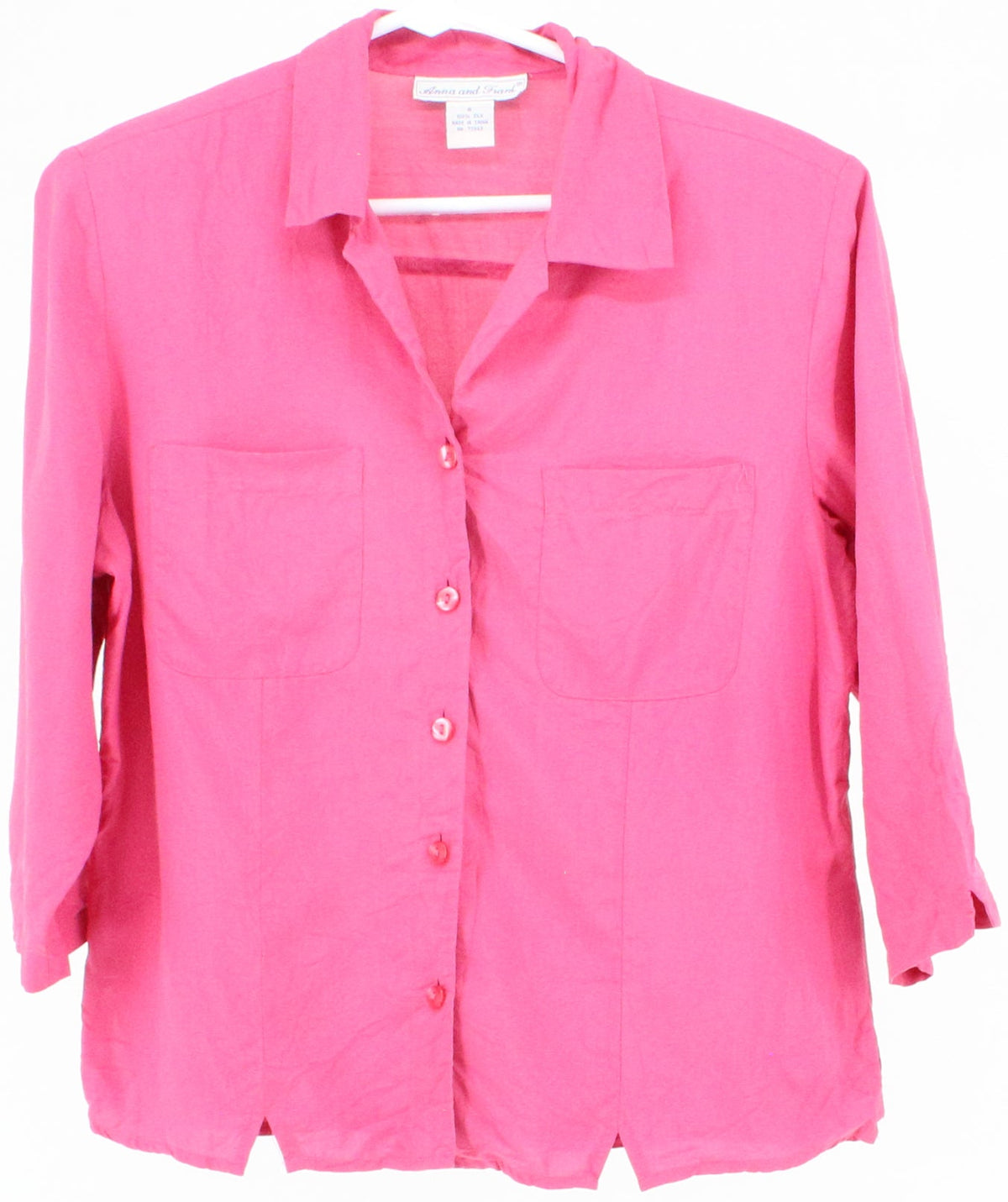 Anna and Frank Pink 3/4 Sleeve Silk Blouse