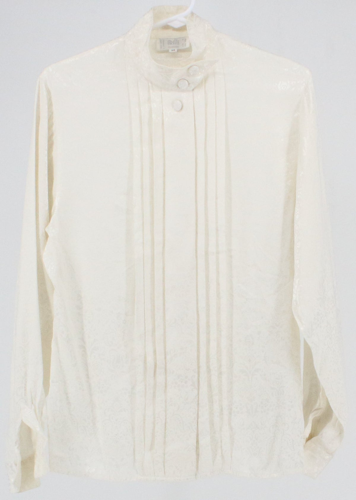 Frilli Off White Jacquard Front Pleated Blouse