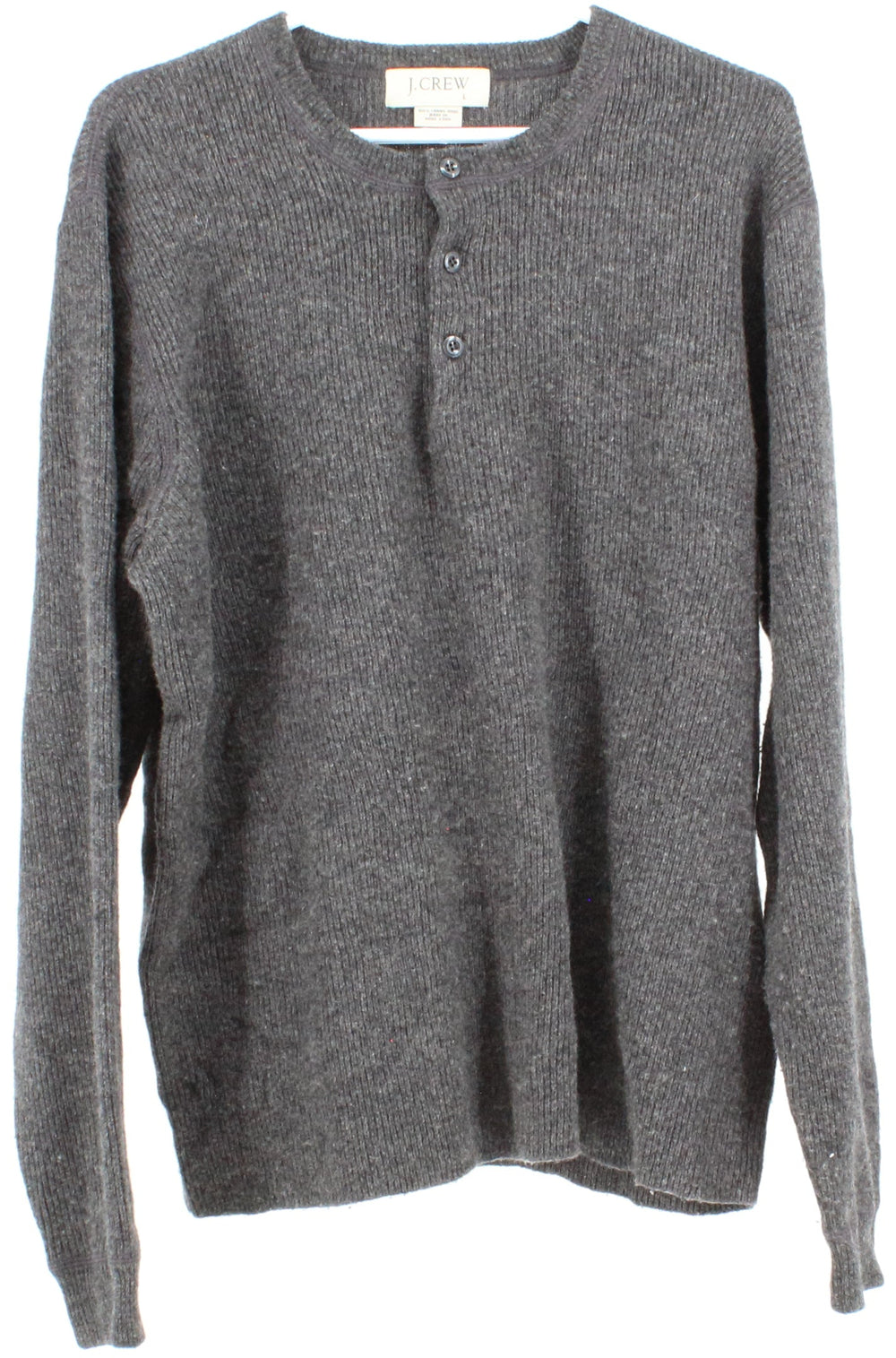 J Crew Dark Grey Front Buttons Men's Wool Sweater