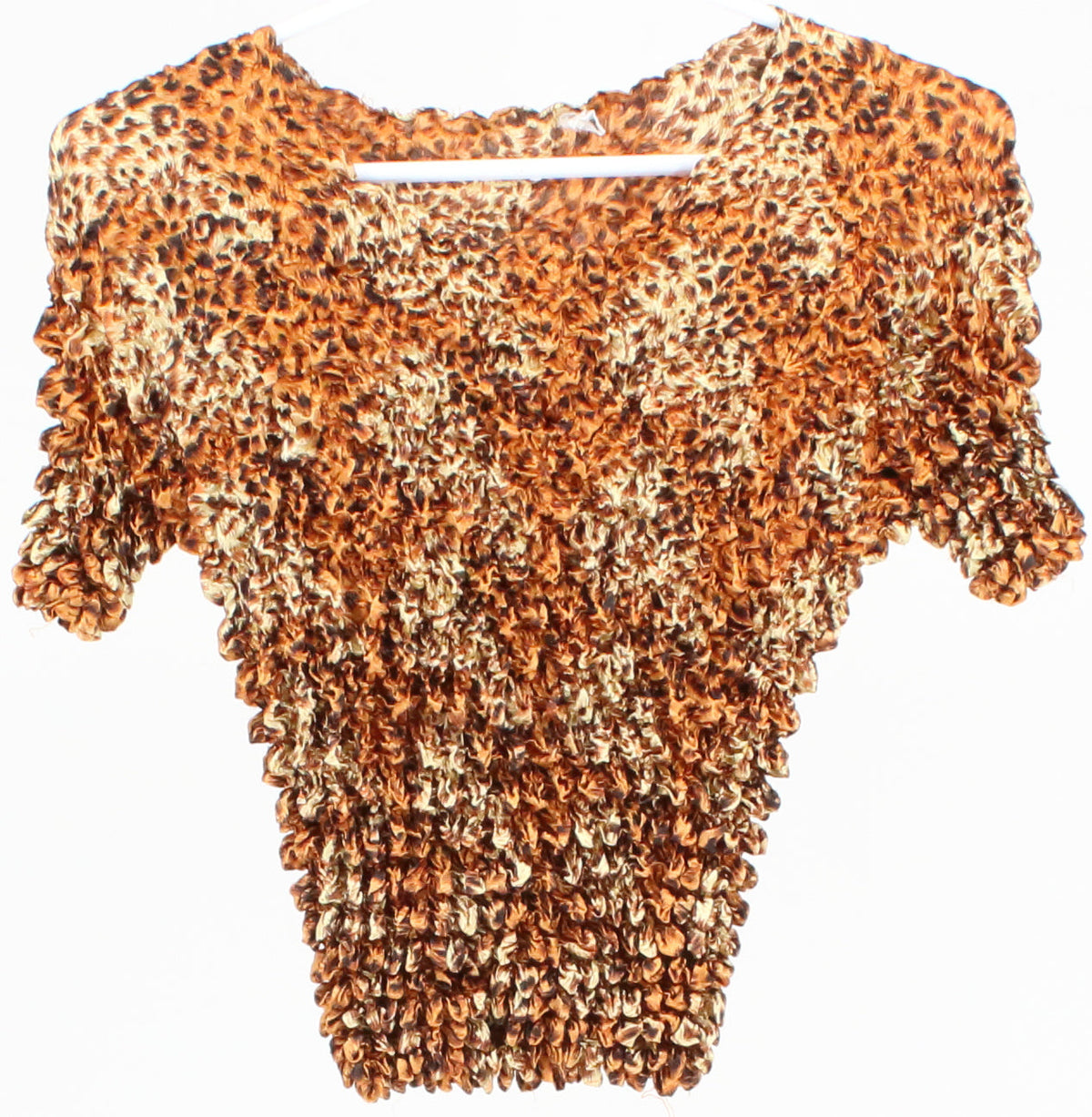 F.C Orange and Beige Print Textured Crop Top