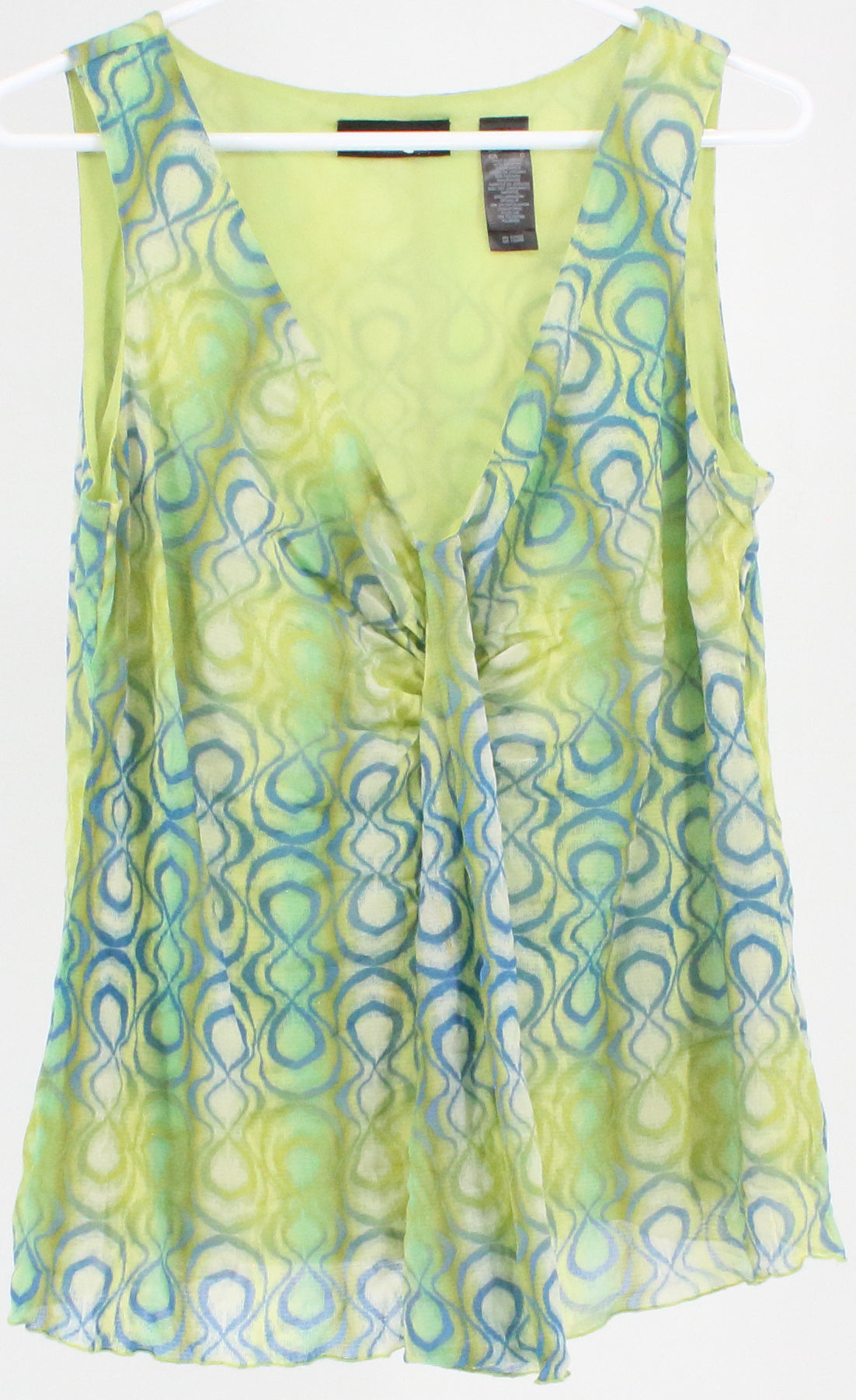 Axcess Green and Blue Print Tulle Tank Top