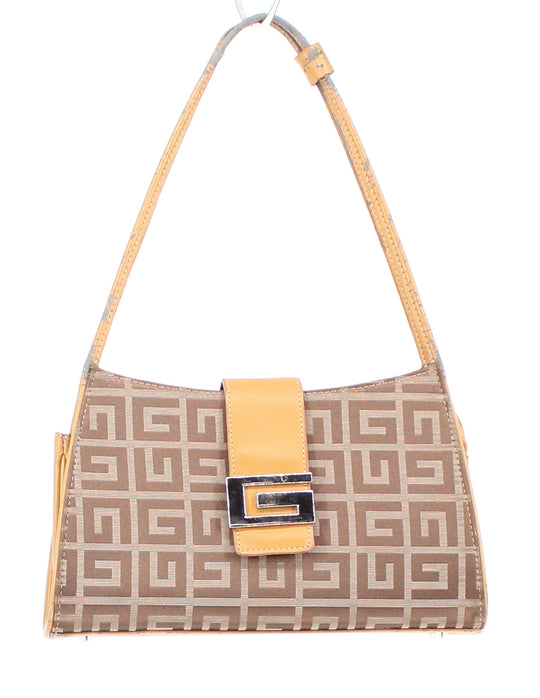 Camel G Logo Shoulder Bag With Vegan Leather Details