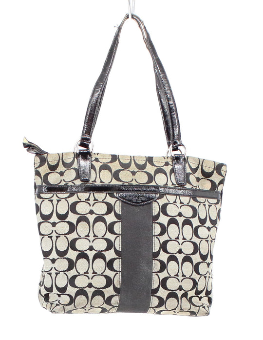 Coach Logos Beige and Black Shoulder Bag