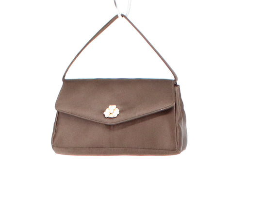 Vanessa Brown Satin Hand Bag With Brass Clasp