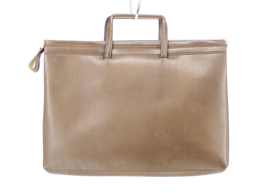 Brown Vegan Leather Single Compartment Briefcase
