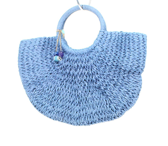 Lulu Dharma Blue Straw Hand Bag