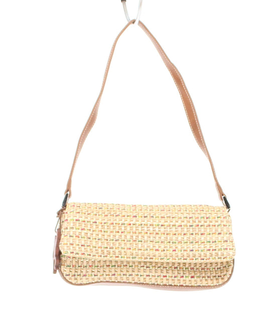 Liz Claiborne Beige Mini Shoulder Straw Bag with Leather Strap