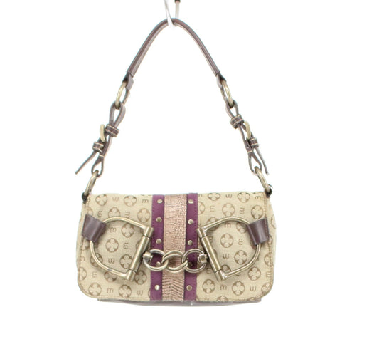 Mondani New York Beige Shoulder Bag With Snap Closure