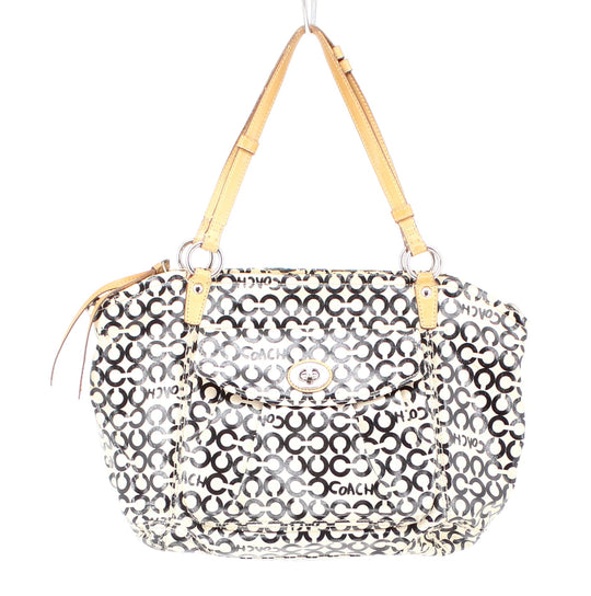 Coach Logos Cream And Black Purse