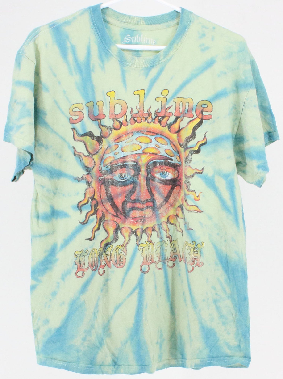 Sublime Light Green and Blue Tie Dye Graphic Band Tee