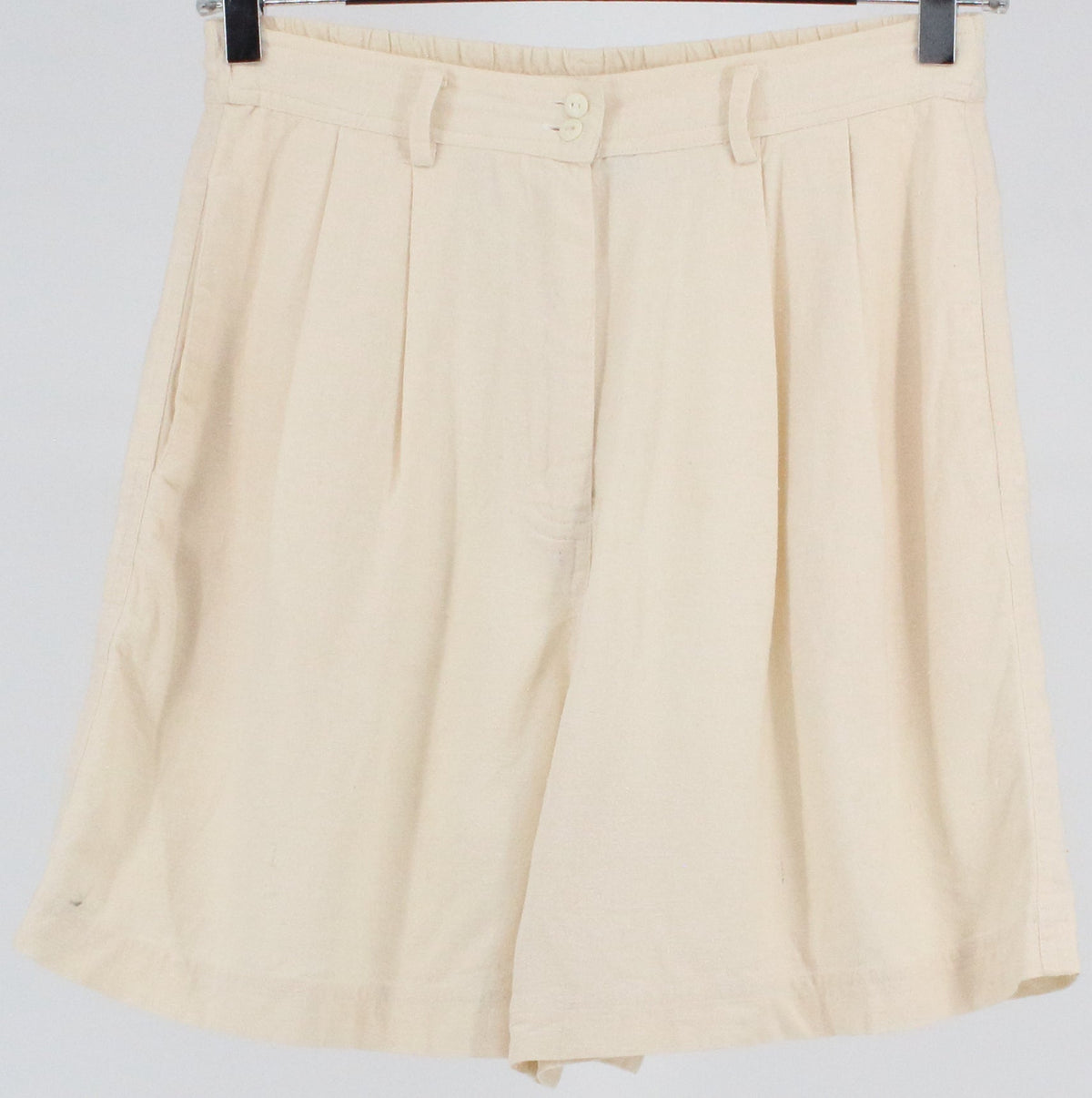 Best American Clothing Co. Off White Front Pleat Silk Shorts