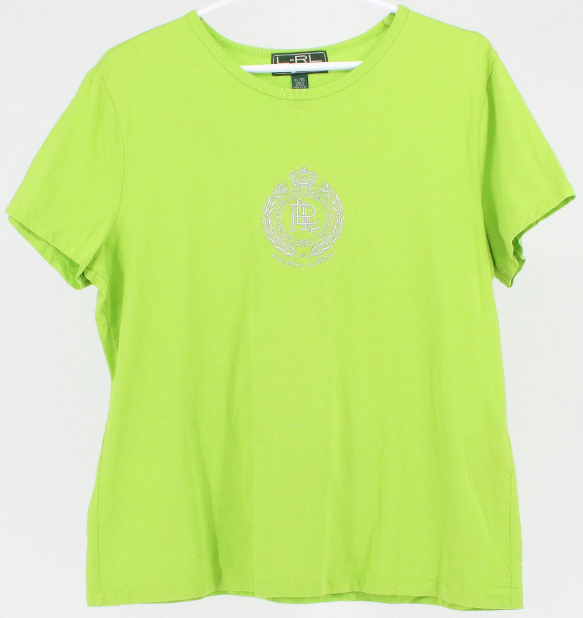 L-RL Lauren Active Ralph Lauren Lime Green Front Embroidered Top