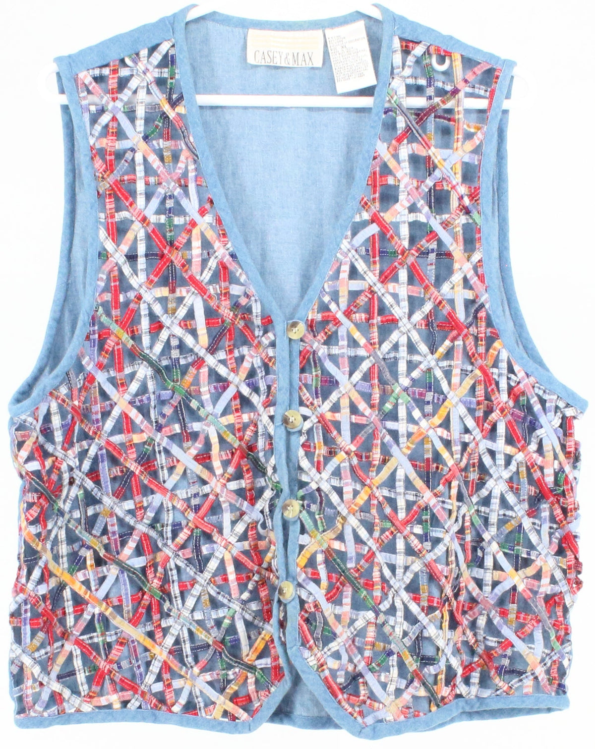 Casey & Max Blue Denim Perforated Women's Vest